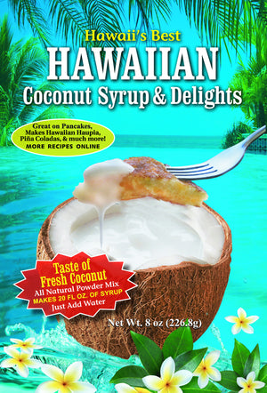 Free Shipping! (10 BAGS - EXTRA VALUE, $5.49 EACH!) HAWAIIAN COCONUT CREAM SYRUP MIX  (8 oz package).