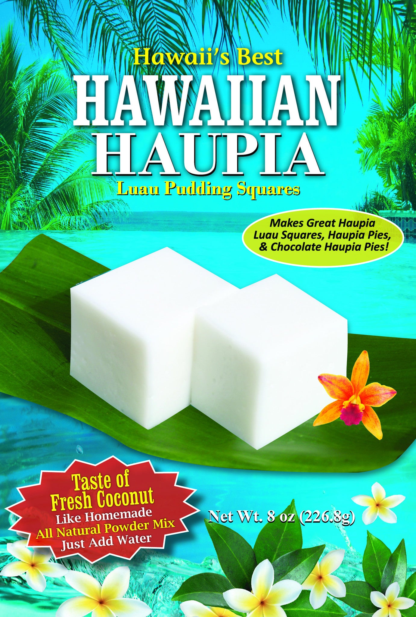 Free Shipping! (10 BAGS - EXTRA VALUE PACK, $5.49 EACH!) HAUPIA MIX (Coconut Pudding Luau Squares).